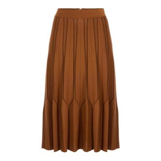 Elisabetta Franchi Origami gebreide rok - Dames - Rokken - Bruin - Maat: L Viscose