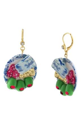 Betsey Johnson Cheese Plate Statement Earrings in Blue at Nordstrom