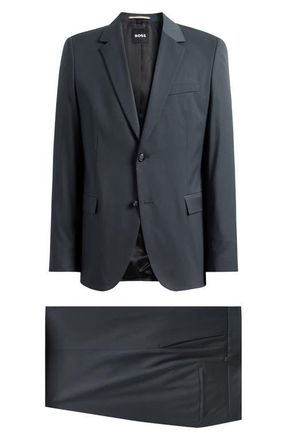 BOSS Houston Slim Fit Dark Green Wool Suit in Open Grn at Nordstrom, Size 40 Regular