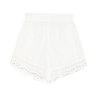 Ermanno Scervino Korte Broeken, Dames, Wit, S, Katoen, Broderie Anglaise Shorts