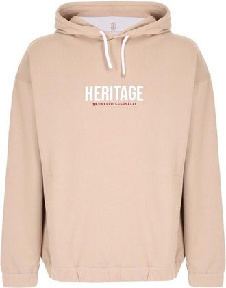 Brunello Cucinelli Crete Hooded Sweatshirt With Logo, Size X-Large