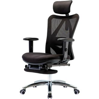 Hhg Silla De Oficina Hhg-848, Silla De Escritorio, Ergon&oacute;mica, Apoyo Lumbar Regulable 150kg Cargable, Con Reposapi&eacute;s, Negra