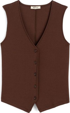 Madewell Rib V-Neck Vest in Roasted Chicory at Nordstrom, Size Xx-Small