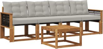 vidaXL Conjunto De Sof&aacute;s De Exterior 5 Uds. Natural Y Gris Claro Vidaxl