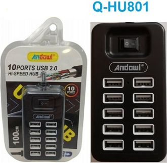 Trade Shop Trade Shop - Hub Usb 2.0 Alta Velocit&agrave; Estensore A 10 Porte Usb Computer Cavo 100cm Q-hu801
