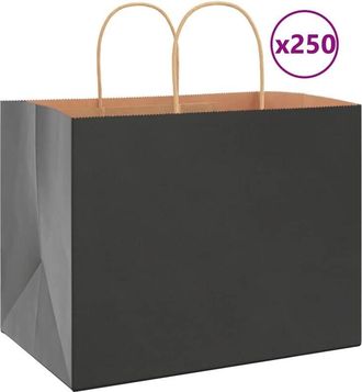 vidaXL Bolsas De Papel Con Asas 250 Uds Negra 32x22x24 Cm Vidaxl
