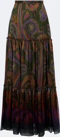 Etro Paisley silk tiered maxi skirt
