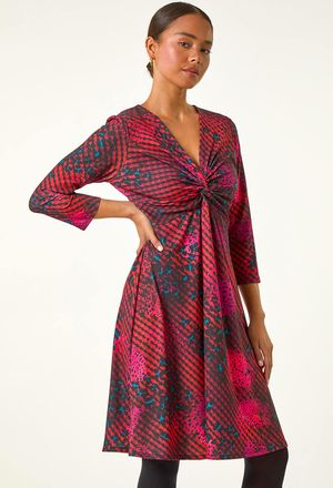 Roman Abstract Twist Front Dress