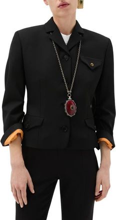Versace Wool Grain de Poudre Informal Jacket in Black at Nordstrom, Size 2 Us
