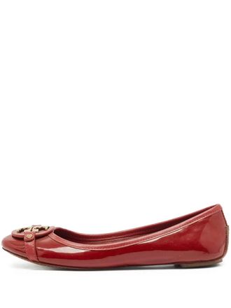 Tory Burch pre-owned Aaden patent-leather ballet flats - women - Calf Leather/Calf Leather/Calf Leather - 39 - Red