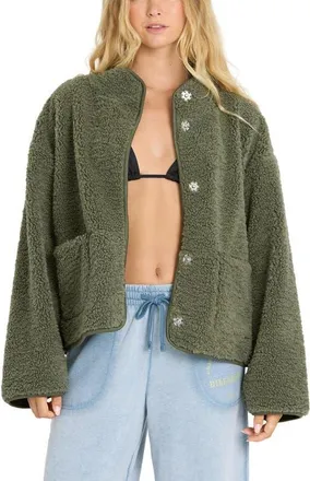 Billabong Camper Reversible High-Pile Fleece Jacket in Canteen at Nordstrom, Size X-Small