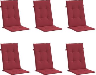 vidaXL Vidaxl - Coj&iacute;n Silla De Jard&iacute;n Respaldo Alto 6 Uds Tela Rojo 120x50x3 Cm
