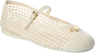 Prada Crochet & Leather Ballerina Flat