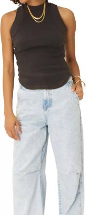 Bloomingdale's Garner Mixed Sweater Rib Mock Neck Tank In Vintage Black