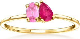 RS Pure by Ross-Simons Ruby and. Pink Sapphire Toi Et Moi Ring in 14kt Yellow Gold
