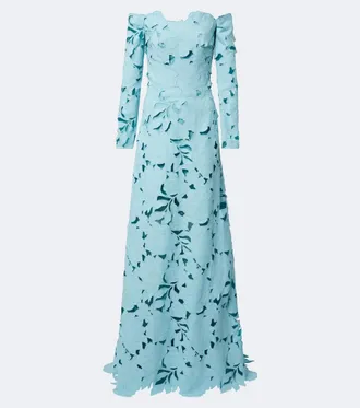 Costarellos Off-shoulder floral guipure lace gown