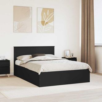 vidaXL Estructura De Cama Negro 150 X 200 Cm Madera De Ingenier&iacute;a Vidaxl