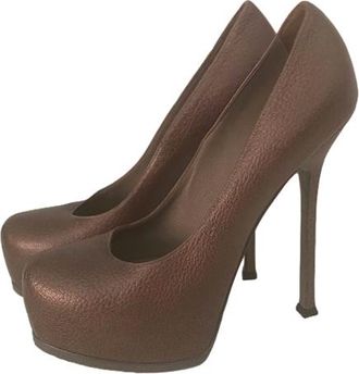 Saint Laurent Leather Platform Tribtoo Pumps Size 38.5