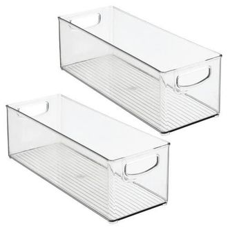 mDesign Plastic Stackable Pantry Bin with Handles, Set of 2, Clear, Made in USA at Nordstrom