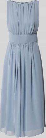 Swing Cocktailkleid mit Rundhalsausschnitt und Taillenband in Hellblau, Gr&ouml;&szlig;e 34