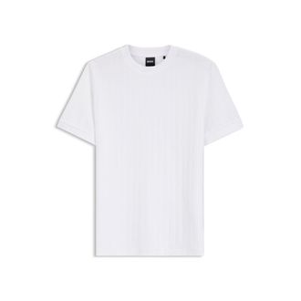 BOSS Vertical-stripe T-shirt in mercerised cotton