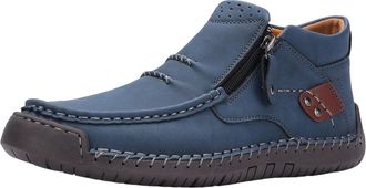 Generic The First Young Shoes Men, Mens Handmade Premium Leather Slip-On Boots, for Outdoor &Travel (Blue,43)