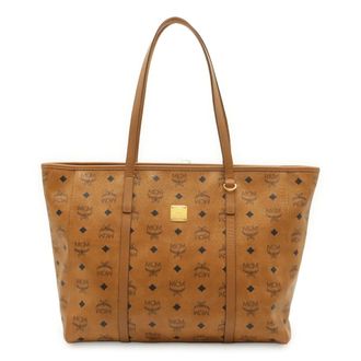 MCM Mcm Brown Coated Canvas Shoulder Bag Tote Bag (Pre-Owned)