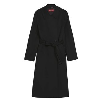Max Mara Belted Coats, female, Black, S, Double-breasted wool coat with belt