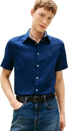 Tommy Hilfiger overhemd donkerblauw Tommy Hilfiger korte mouw button-down collar