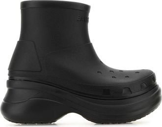 Balenciaga Black Rubber Crocs Ankle Boots