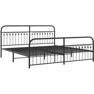 vidaXL Estructura Cama Sin Colch&oacute;n Con Estribo Metal Negro 193x203 Cm Vidaxl