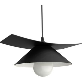 Lumicom Miller Sospensione, 1X E27, max 42W, metallo, nero opaco/bianco, D.25cm - Lumicom