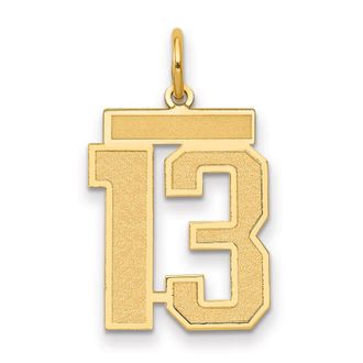 Diamond2Deal 14k Yellow Gold Medium Satin Number Charm Pendant