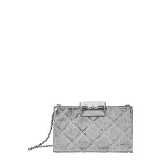 Tory Burch Fleming Mini Metallic Crossbody Bag With Chain Shoulder Strap And Quilted Design In Leather Woman