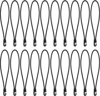OEM El&aacute;stico Tensor, 20 Piezas, Cord&oacute;n El&aacute;stico, Pp + Polipropileno, Cuerdas, Cuerda El&aacute;stica De Amarre, Sujeci&oacute;n De Banderas Y Lonas, 25 Cm, Negro