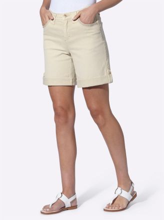 Heine Jeansshorts HEINE, Damen, Gr. 34, Normalgr&ouml;ssen, sand, 96% Baumwolle, 4% Elasthan, unifarben, kurz, Jeans Jeansshorts