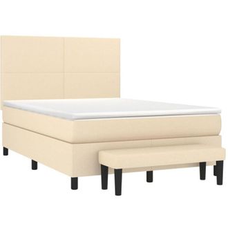 vidaXL Cama Box Spring Con Colch&oacute;n Tela Color Crema 140x200 Cm Vidaxl