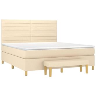 vidaXL Cama Box Spring Con Colch&oacute;n Tela Color Crema 160x200 Cm Vidaxl
