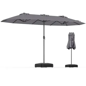 Costway Costway Extra-Large Double-sided Patio Umbrella Outdoor Twin Umbrella in Grey