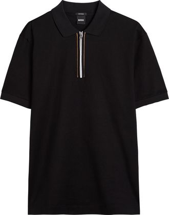 BOSS Boss H-paras 65 Half-zip Cotton Polo Shirt - Black - Xxl