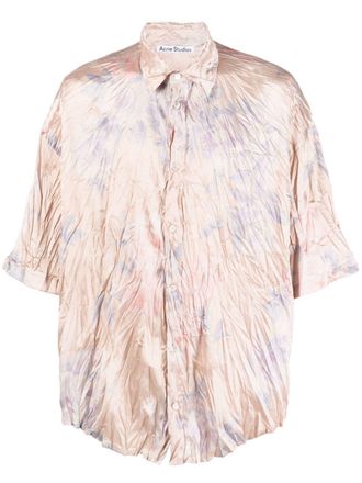 Acne Studios floral-print crinkled shirt - men - Polyester/Elastane - 50 - Pink