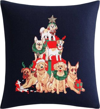 Tommy Bahama Dog Christmas Cotton Decorative Pillow