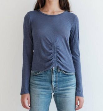Stateside Supima Long Sleeve Ruched Tee In Denim