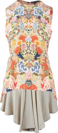 Alexander McQueen Alexander McQueen top met peplum en bloemenkaleidoscoopmotief - jaren 2010