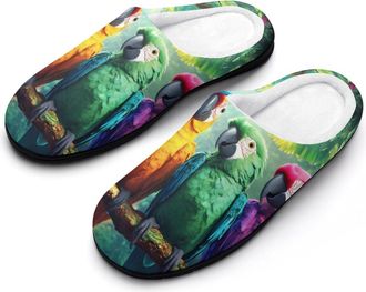 Generic Parrot Bird Colorful Men Slippers Funny House Shoes Cotton Slipper for Indoor Outdoor
