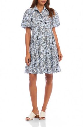 Karen Kane Tiered Puff Sleeve Shirtdress in Paisley at Nordstrom, Size X-Small P