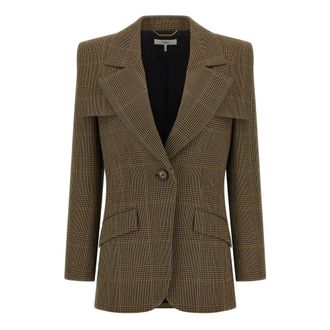 Chlo&eacute; Getailleerde blazer met enkele rij knopen - Dames - Jassen - Bruin - Maat: XS Leer