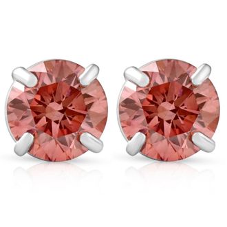 Pompeii3 1/2Ct Pink Lab Grown Diamond Screw Back Studs Earrings 14K White Gold