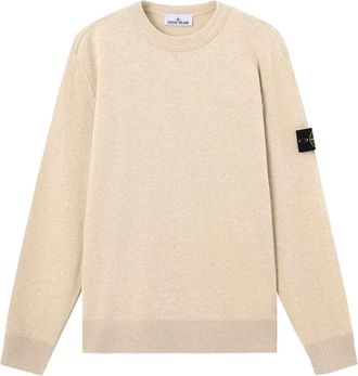 Stone Island Ronde hals gebreide kleding - Heren - Ronde hals truien - Beige - M - Wol - Truien & Vesten