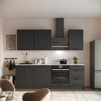 Vicco Mueble De Cocina Fame-line, Gris Oscuro/antracita, 230 Cm Sin Encimera, Vicco